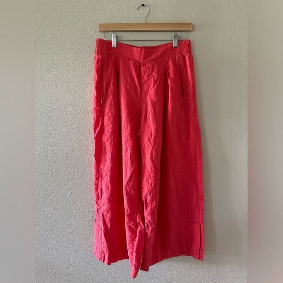 Athleta Playa 100% Linen Crop Pants Red Orange Size 10 Long - Picture 3 of 10